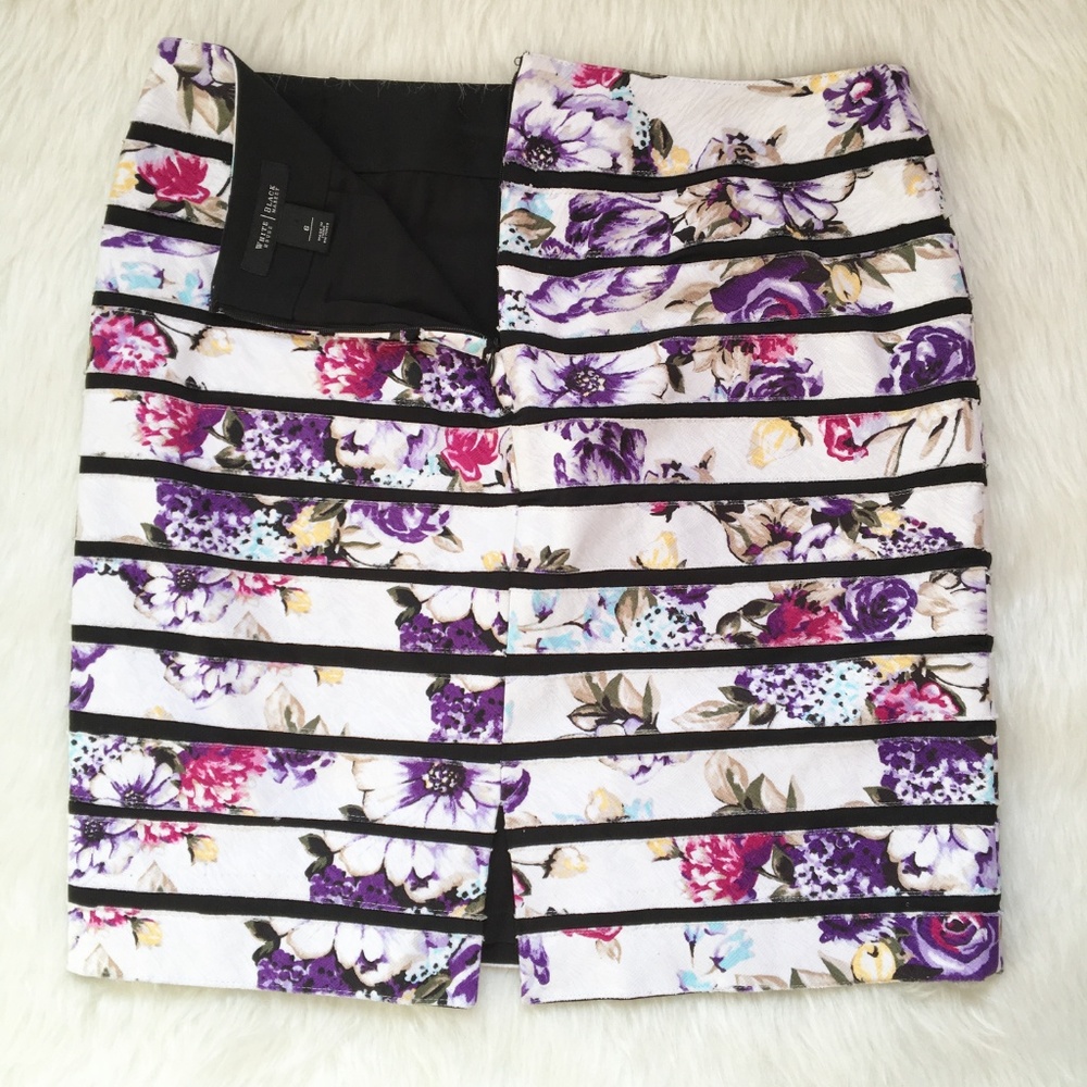 WHBM Striped Floral Pencil Skirt Size 6 - Picture 4 of 10